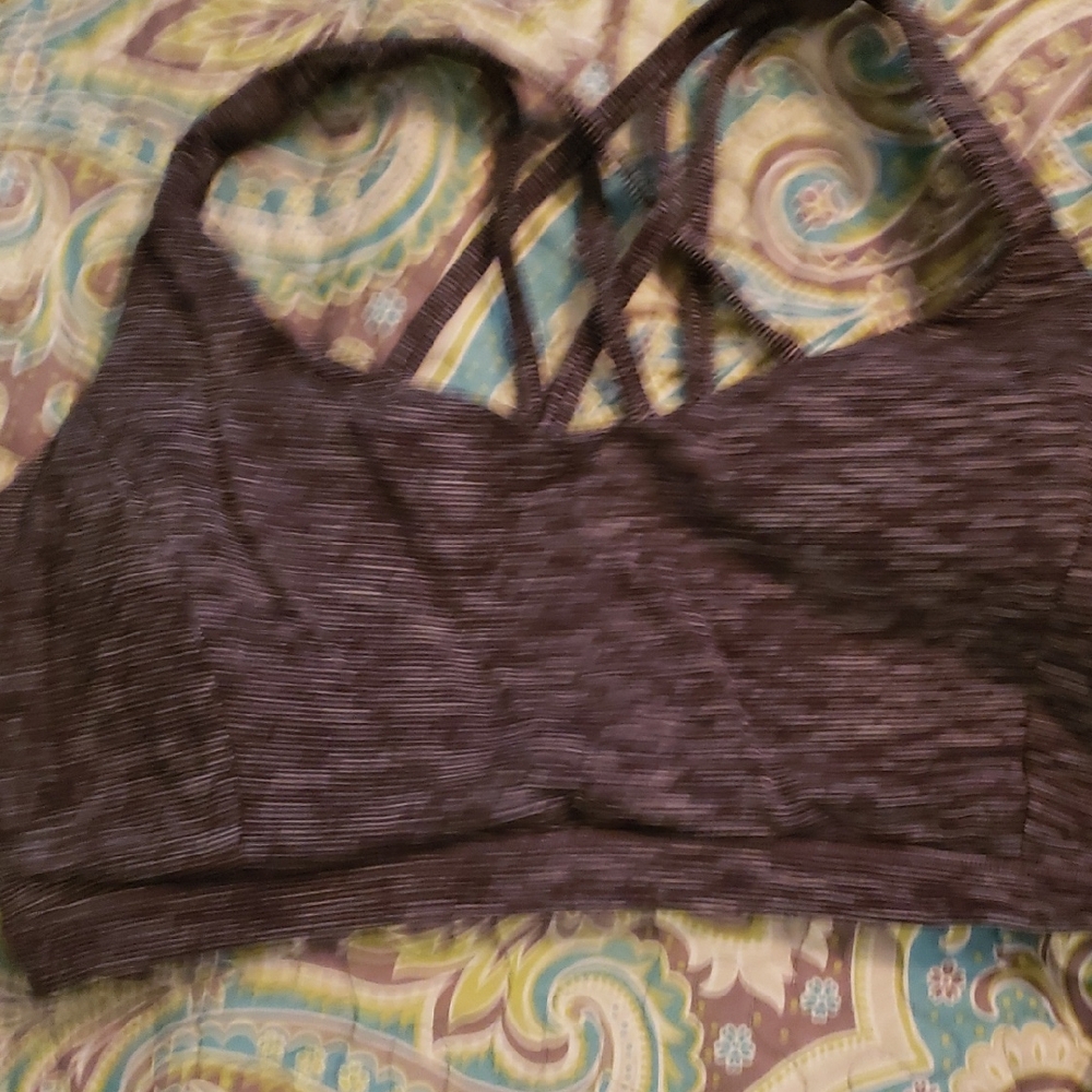 lululemon athletica purple striped strappy tank bra